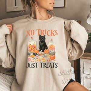 No Tricks Just Treats Vintage Retro Halloween Sweatshirt